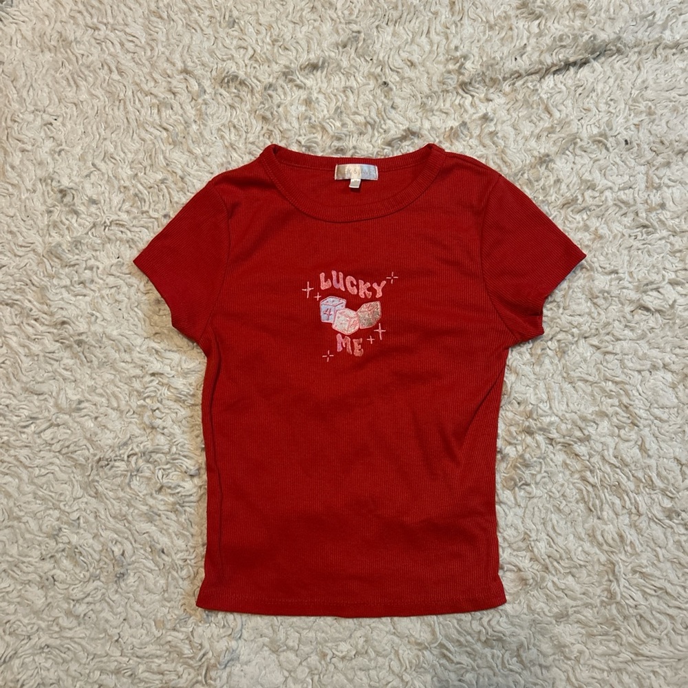 Lucky Me Red Baby Tee